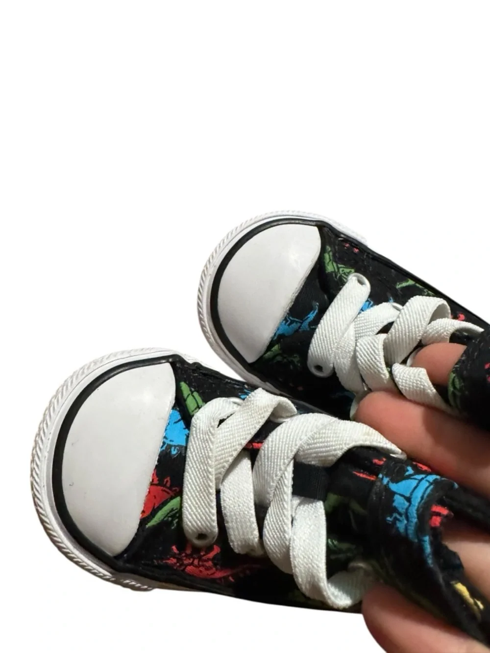 Converse Kids Black High-Top Sneakers with Red, Green & Blue Dino Print